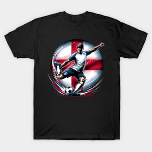 Dynamic England Soccer Star in Action - Vector Design T-Shirt